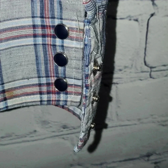 Men’s Wrangler Wrancher Pearl Snap Long Sleeve Gray Plaid Flannel Shirt Sz M - Picture 6 of 7